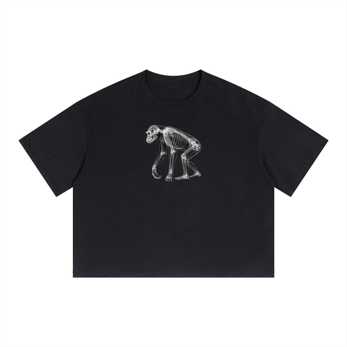 Black SCAN T-shirt featuring a full-body chimpanzee X-ray skeleton graphic