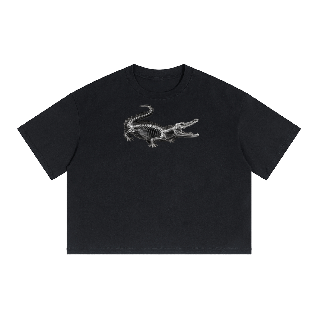 Black SCAN T-shirt featuring a full alligator X-ray skeleton graphic