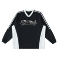 Color-Block V-Neck Long-Sleeve T-Shirt