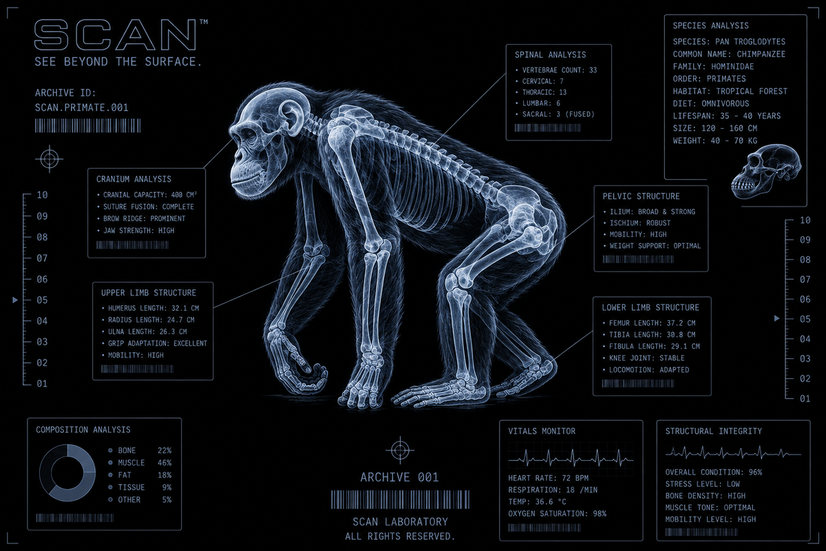 Additional view of the SCAN Chimpanzee X-Ray graphic T-shirt
